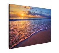 MuchoWow© Impression sur Toile Photo Peinture 40x30 cm Tableau Decoration Murale Chambre Salon Maison Deco Cuisine Mer - Plage - Coucher de soleil - Nuages - Horizon