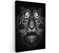 MuchoWow© Impression sur Toile Photo Peinture 40x60 cm Tableau Decoration Murale Chambre Salon Maison Deco Cuisine Tigre - Animaux - Noir - Blanc - Portrait - Vie sauvage