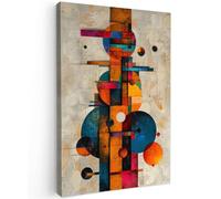 MuchoWow© Impression sur Toile Photo Peinture 40x60 cm Tableau Decoration Murale Chambre Salon Maison Deco Cuisine Vintage - Art Moderne - Orange - Formes Géométriques