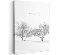 MuchoWow© Impression sur Toile Photo Peinture 50x70 cm Tableau Decoration Murale Chambre Salon Maison Deco Cuisine Arbres - Noir et blanc - Nature - Oiseaux