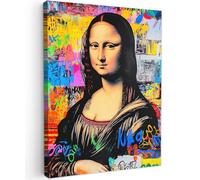 MuchoWow© Impression sur Toile Photo Peinture 50x70 cm Tableau Decoration Murale Chambre Salon Maison Deco Cuisine Graffiti - Néon - Mona Lisa - Art - Da Vinci