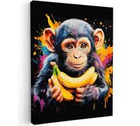 MuchoWow© Impression sur Toile Photo Peinture 50x70 cm Tableau Decoration Murale Chambre Salon Maison Deco Cuisine Singe - Graffiti - Coloré - Bananes - Moderne
