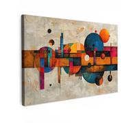 MuchoWow© Impression sur Toile Photo Peinture 60x40 cm Tableau Decoration Murale Chambre Salon Maison Deco Cuisine Vintage - Art Moderne - Orange - Formes Géométriques