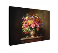 MuchoWow© Impression sur Toile Photo Peinture 60x40 cm Tableau Decoration Murale Chambre Salon Maison Deco Cuisine Couleurs - Bouquet - Vase - Bois