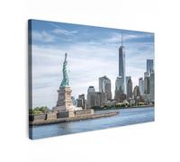 MuchoWow© Impression sur Toile Photo Peinture 60x40 cm Tableau Decoration Murale Chambre Salon Maison Deco Cuisine New York - Statue de la Liberté - Fleuve Hudson