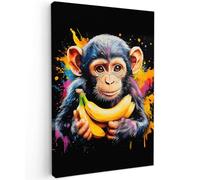 MuchoWow© Impression sur Toile Photo Peinture 60x90 cm Tableau Decoration Murale Chambre Salon Maison Deco Cuisine Singe - Graffiti - Coloré - Bananes - Moderne