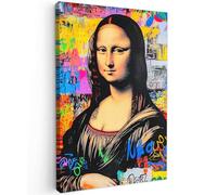 MuchoWow© Impression sur Toile Photo Peinture 60x90 cm Tableau Decoration Murale Chambre Salon Maison Deco Cuisine Graffiti - Néon - Mona Lisa - Art - Da Vinci