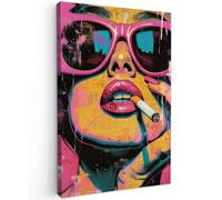 MuchoWow© Impression sur Toile Photo Peinture 60x90 cm Tableau Decoration Murale Chambre Salon Maison Deco Cuisine Portrait - Femme - Abstrait - Lunettes De Soleil