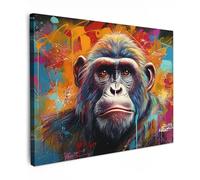 MuchoWow© Impression sur Toile Photo Peinture 70x50 cm Tableau Decoration Murale Chambre Salon Maison Deco Cuisine Singe - Gorille - Graffiti - Animaux - Couleurs