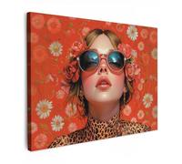 MuchoWow© Impression sur Toile Photo Peinture 70x50 cm Tableau Decoration Murale Chambre Salon Maison Deco Cuisine Femme - Coloré - Imprimé animal - Fleurs