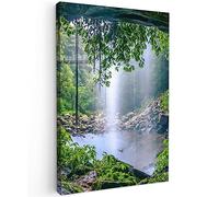 MuchoWow© Impression sur Toile Photo Peinture 80x120 cm Tableau Decoration Murale Chambre Salon Maison Deco Cuisine Jungle - Forêt tropicale - Eau - Cascade - Plantes