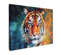 MuchoWow© Impression sur Toile Photo Peinture 80x60 cm Tableau Decoration Murale Chambre Salon Maison Deco Cuisine Tigre - Animaux - Peinture à l'huile - Art