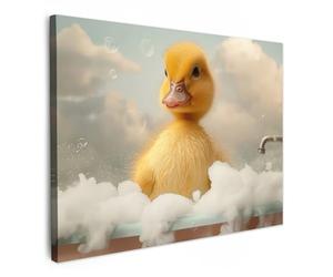 MuchoWow© Impression sur Toile Photo Peinture 80x60 cm Tableau Decoration Murale Chambre Salon Maison Deco Cuisine Canard - Poussin - Bain - Animaux