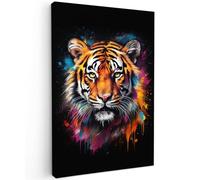 MuchoWow© Impression sur Toile Photo Peinture Tableau Decoration Murale | 20x30 cm - Chambre Salon Maison Deco Cuisine Tigre - Graffiti - Animaux - Noir