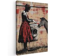 MuchoWow© Impression sur Toile Photo Peinture Tableau Decoration Murale | 20x30 cm - Chambre Salon Maison Deco Cuisine Street art - Zèbre - Femme - Animaux - Graffiti - Banksy