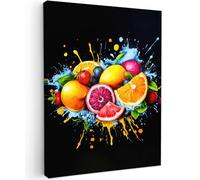 MuchoWow© Impression sur Toile Photo Peinture Tableau Decoration Murale | 30x40 cm - Chambre Salon Maison Deco Cuisine Fruit - Graffiti - Coloré - Orange - Fraise - Abstrait