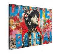MuchoWow© Impression sur Toile Photo Peinture Tableau Decoration Murale | 40x30 cm - Chambre Salon Maison Deco Cuisine Graffiti - Vintage - Garçon - Street art - Néon - Banksy