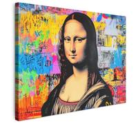 MuchoWow© Impression sur Toile Photo Peinture Tableau Decoration Murale | 70x50 cm - Chambre Salon Maison Deco Cuisine Graffiti - Néon - Mona Lisa - Art - Da Vinci