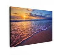 MuchoWow© Impression sur Toile Photo Peinture Tableau Decoration Murale | 90x60 cm - Chambre Salon Maison Deco Cuisine Mer - Plage - Coucher de soleil - Nuages - Horizon