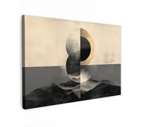 MuchoWow© Impressions sur Toile 120x80 cm Deco Tableau Murale Decoration Salon Peinture Tableaux Chambre Toiles Maison Cercles - Ombre - Abstrait
