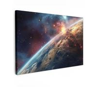 MuchoWow© Impressions sur Toile 120x80 cm Deco Tableau Murale Decoration Salon Peinture Tableaux Chambre Toiles Maison Univers - Étoiles - Espace - Planète