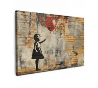 MuchoWow© Impressions sur Toile 120x80 cm Deco Tableau Murale Decoration Salon Peinture Tableaux Chambre Toiles Maison Graffiti - Banksy - Fille - Street art - Pop art