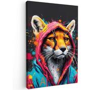MuchoWow© Impressions sur Toile 20x30 cm Deco Tableau Murale Decoration Salon Peinture Tableaux Chambre Toiles Maison Graffiti - Renard - Manteau - Pop art - Banksy