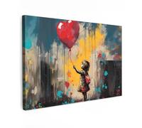 MuchoWow© Impressions sur Toile 30x20 cm Deco Tableau Murale Decoration Salon Peinture Tableaux Chambre Toiles Maison Fille - Ballon - Coeur - Graffiti