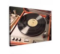 MuchoWow© Impressions sur Toile 30x20 cm Deco Tableau Murale Decoration Salon Peinture Tableaux Chambre Toiles Maison Vintage - Tourne-disque - Disque - Musique