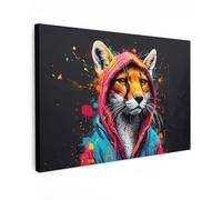 MuchoWow© Impressions sur Toile 30x20 cm Deco Tableau Murale Decoration Salon Peinture Tableaux Chambre Toiles Maison Graffiti - Renard - Manteau - Pop art - Banksy