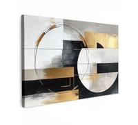 MuchoWow© Impressions sur Toile 30x20 cm Deco Tableau Murale Decoration Salon Peinture Tableaux Chambre Toiles Maison Abstrait - Or - Argent - Formes - Esthétique