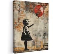 MuchoWow© Impressions sur Toile 30x40 cm Deco Tableau Murale Decoration Salon Peinture Tableaux Chambre Toiles Maison Graffiti - Banksy - Fille - Street art - Pop art