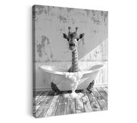 MuchoWow© Impressions sur Toile 30x40 cm Deco Tableau Murale Decoration Salon Peinture Tableaux Chambre Toiles Maison Girafe - Bain - Salle de bain - Animal