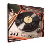MuchoWow© Impressions sur Toile 40x30 cm Deco Tableau Murale Decoration Salon Peinture Tableaux Chambre Toiles Maison Vintage - Tourne-disque - Disque - Musique