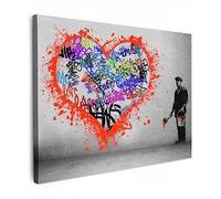MuchoWow© Impressions sur Toile 40x30 cm Deco Tableau Murale Decoration Salon Peinture Tableaux Chambre Toiles Maison Coeur - Graffiti - Homme - Arc-en-ciel