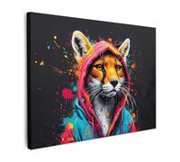 MuchoWow© Impressions sur Toile 40x30 cm Deco Tableau Murale Decoration Salon Peinture Tableaux Chambre Toiles Maison Graffiti - Renard - Manteau - Pop art - Banksy