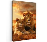 MuchoWow© Impressions sur Toile 40x60 cm Deco Tableau Murale Decoration Salon Peinture Tableaux Chambre Toiles Maison Lion - Nature - Savane - Animaux - Afrique