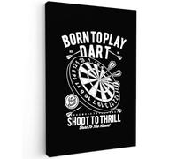 MuchoWow© Impressions sur Toile 40x60 cm Deco Tableau Murale Decoration Salon Peinture Tableaux Chambre Toiles Maison Rétro - Jeu de fléchettes - Fléchettes noires et blanches