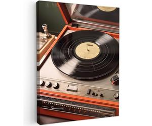 MuchoWow© Impressions sur Toile 50x70 cm Deco Tableau Murale Decoration Salon Peinture Tableaux Chambre Toiles Maison Vintage - Tourne-disque - Disque - Musique