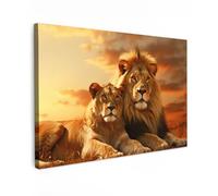 MuchoWow© Impressions sur Toile 60x40 cm Deco Tableau Murale Decoration Salon Peinture Tableaux Chambre Toiles Maison Lion - Nature - Savane - Animaux - Afrique