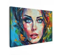 MuchoWow© Impressions sur Toile 60x40 cm Deco Tableau Murale Decoration Salon Peinture Tableaux Chambre Toiles Maison Visage - Femme - Peinture à l'huile - Coloré - Art