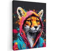 MuchoWow© Impressions sur Toile 60x80 cm Deco Tableau Murale Decoration Salon Peinture Tableaux Chambre Toiles Maison Graffiti - Renard - Manteau - Pop art - Banksy