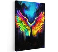 MuchoWow© Impressions sur Toile 80x120 cm Deco Tableau Murale Decoration Salon Peinture Tableaux Chambre Toiles Maison Couleurs De L’Arc-En-Ciel - Ailes - Magique