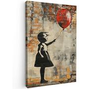 MuchoWow© Impressions sur Toile 80x120 cm Deco Tableau Murale Decoration Salon Peinture Tableaux Chambre Toiles Maison Graffiti - Banksy - Fille - Street art - Pop art