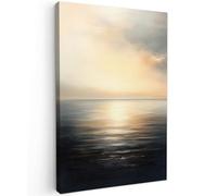MuchoWow© Impressions sur Toile 80x120 cm Deco Tableau Murale Decoration Salon Peinture Tableaux Chambre Toiles Maison Soleil - Horizon - Mer