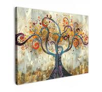 MuchoWow© Impressions sur Toile 80x60 cm Deco Tableau Murale Decoration Salon Peinture Reproductions de Tableaux Chambre Toiles Maison Art - Arbre De Vie - Botanique - Abstrait