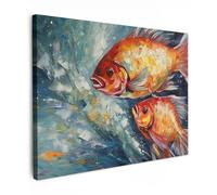 MuchoWow© Impressions sur Toile 80x60 cm Deco Tableau Murale Decoration Salon Peinture Tableaux Chambre Toiles Maison Poissons - Eau - Animaux - Art - Peinture à l'huile