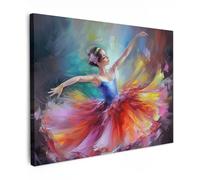 MuchoWow© Impressions sur Toile 80x60 cm Deco Tableau Murale Decoration Salon Peinture Tableaux Chambre Toiles Maison Peinture - Couleur à l'huile - Danse - Ballerine
