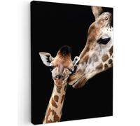 MuchoWow© Impressions sur Toile Deco Tableau Murale Decoration Salon | 30x40 cm - Peinture Tableaux Chambre Toiles Maison Girafe - Animaux - Noir - Portrait