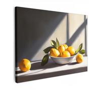 MuchoWow© Impressions sur Toile Deco Tableau Murale Decoration Salon | 40x30 cm - Peinture Tableaux Chambre Toiles Maison Citrons - Nature morte - Jaune